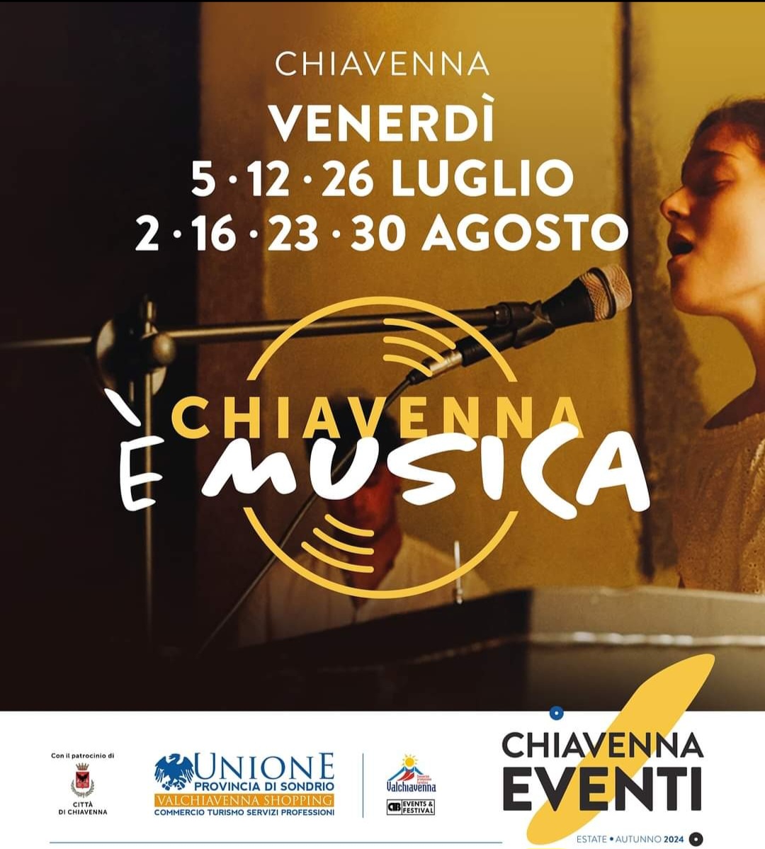 CHIAVENNA, ESTATE CON LE SETTE NOTE Torna il 5 luglio “Chiavenna è musica”, sette venerdì di festa che porteranno le esibizioni live nelle vie e nelle piazze del centro città. E cresce l’attesa per la “Notte bianca” che quest’anno raddoppia.