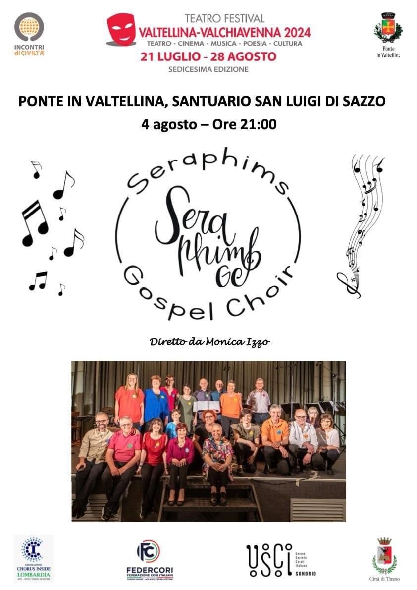 Seraphims Gospel Choir, domenica 4 agosto, ore 21.00, Santuario di San Luigi di Sazzo, Ponte in Valtellina (Sondrio)