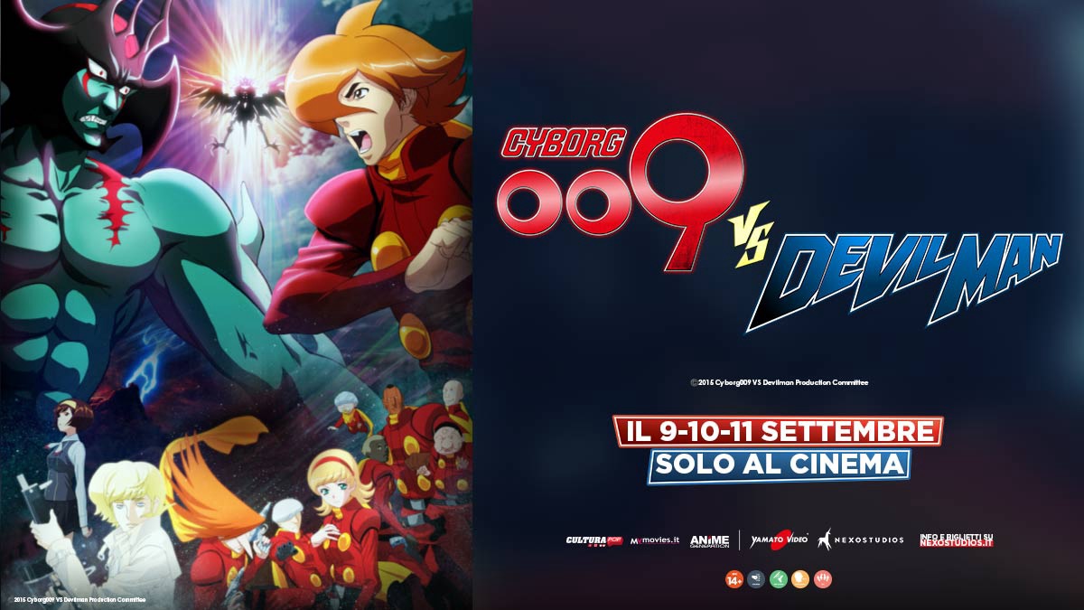 CYBORG 009 VS DEVILMAN. Il 9, 10, 11 settembre arriva al cinema l’anime che mette faccia a faccia uno dei personaggi horror più famosi di Go Nagai e i cyborg creati da Shotaro Ishinomori