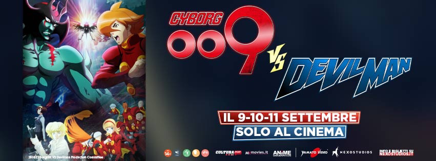 IL CROSSOVER TRA DUE ICONE DELL’ANIMAZIONE GIAPPONESE “CYBORG 009 VS DEVILMAN”, il 9, 10, 11 settembre, apre la nuova Stagione degli Anime al Cinema